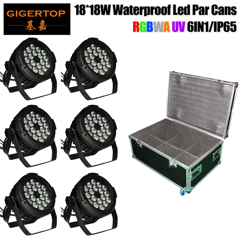 6IN1 Flight Case with Wheels 18 x 18W Professional Stage Lighting Die