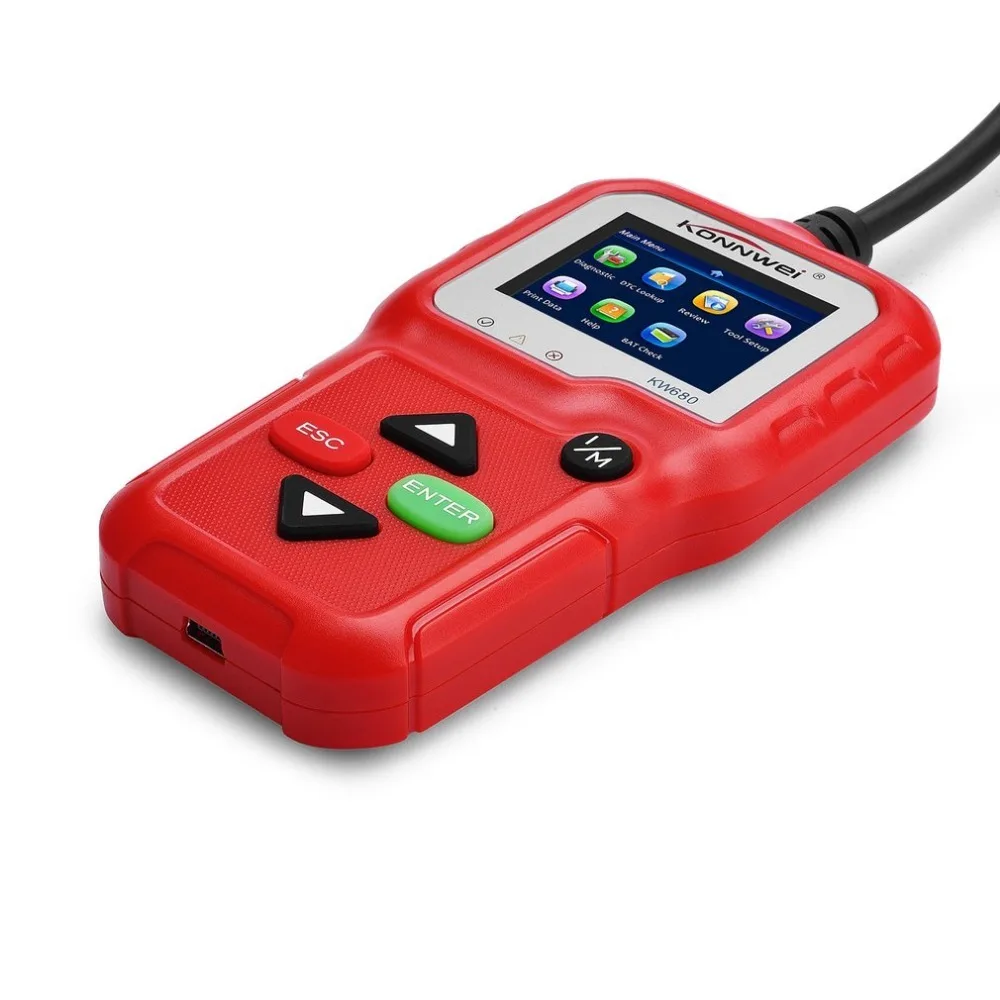Лучший автомобильный OBD2 автоматический диагностический сканер KW680 OBD2 сканирующий инструмент считыватель кода на русском газоразрядный анализатор автомобильный интерфейс