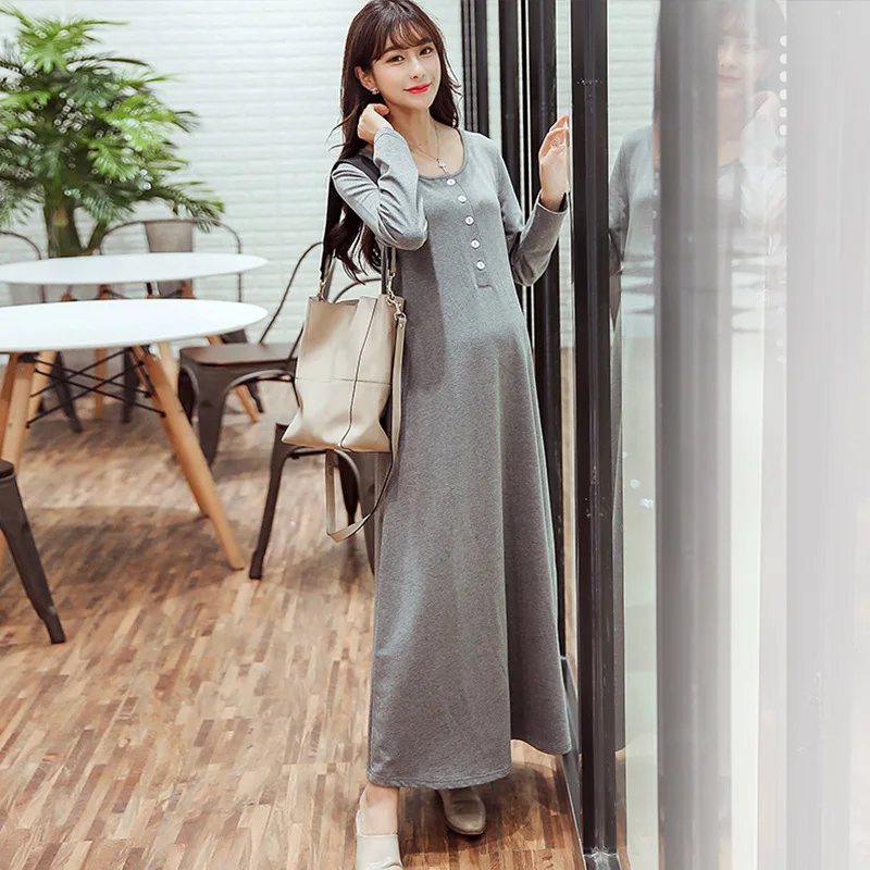 pregnant dresses for women  dress pregnant  maternity dress  long sleeve dress  Cotton  Full  Ankle-Length  Casual