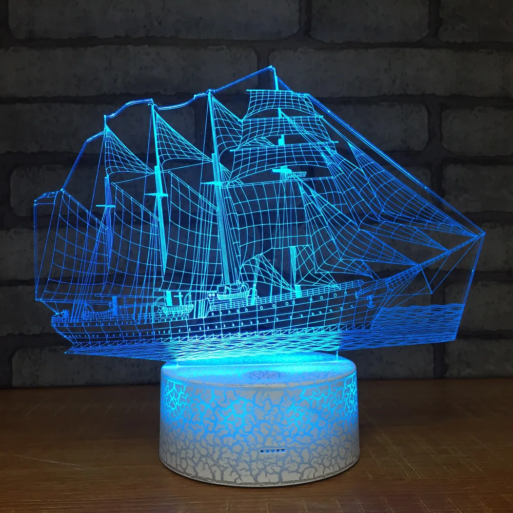 

Creative Boat Led 3d Small Night Lights New Strange Stripe Decorative Personality 3d Light Fixtures Usb Led Kids Lamp