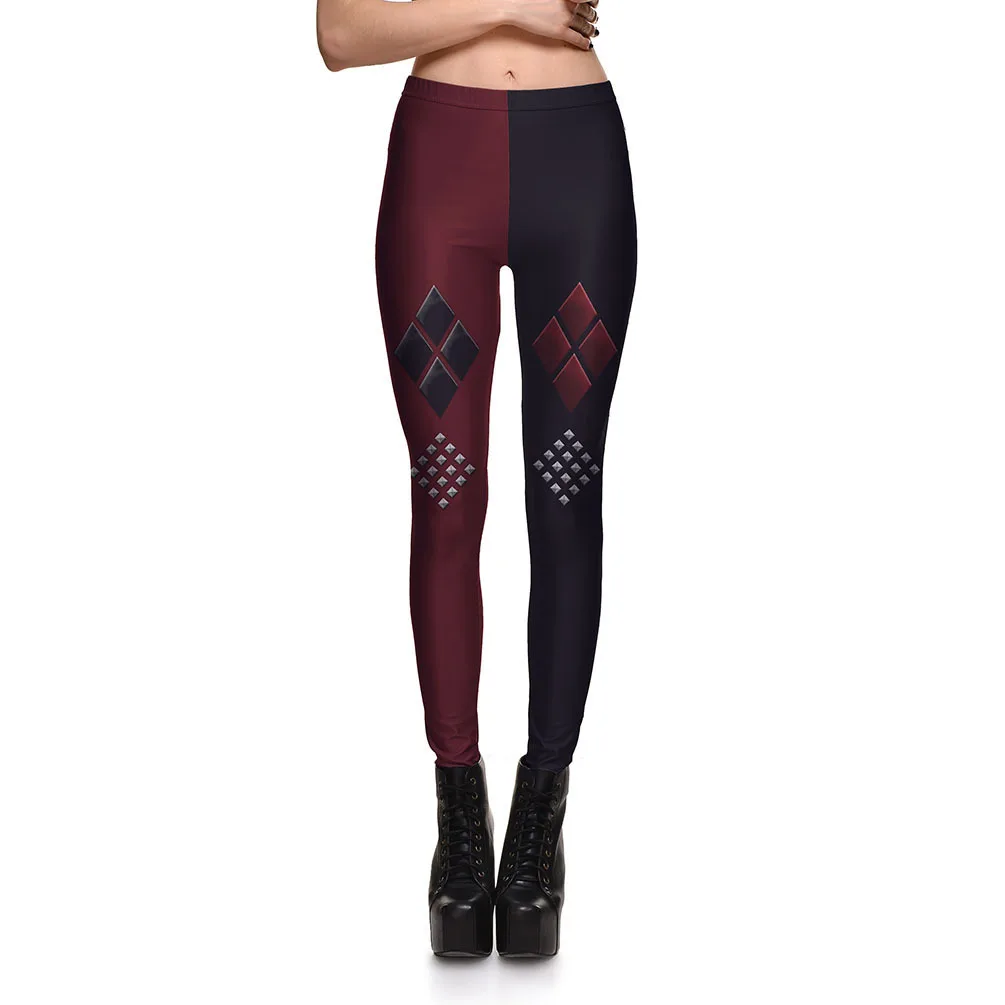 Harley quinn black and red leggings plus size hot dc harley quinn suicide squad spandex leggings harlequin joker costume legging