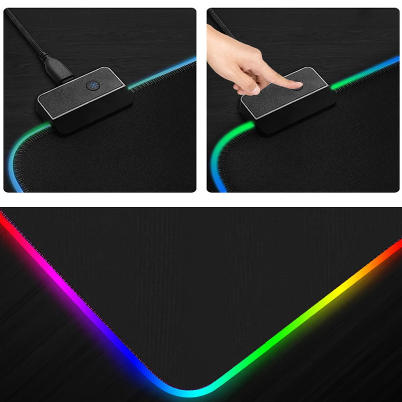 XL супер большой RGB игровой коврик для мыши 14 цветов светодиодный коврик 1,8 м USB кабельная клавиатура Коврик для мыши блокированный край 900*400 Противоскользящий