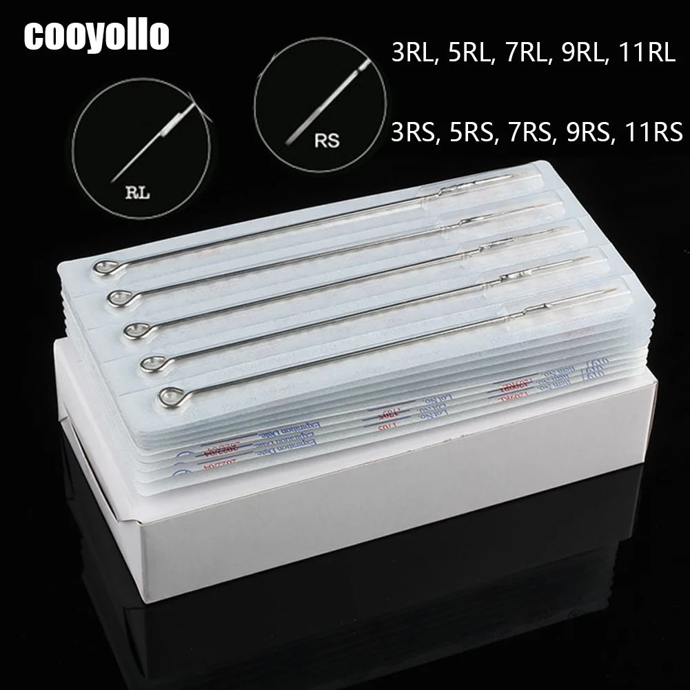 

100Pcs/box Disposable Sterilized Tattoo Needles Set Mixed 10 Sizes RL/RS Round Liner Microblading Manual Needle Stainless Steel