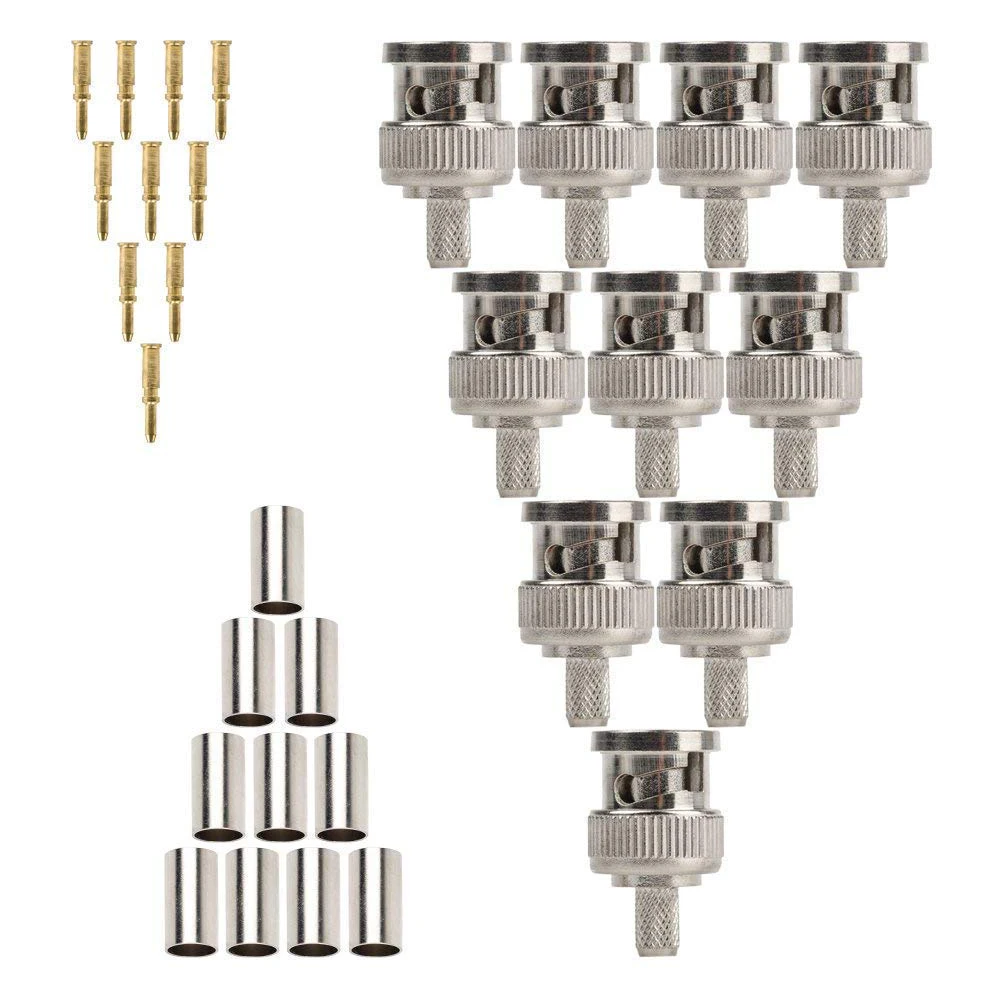 25PCS BNC Male to RCA Female Coax Connector Convertor for CCTV Camera
