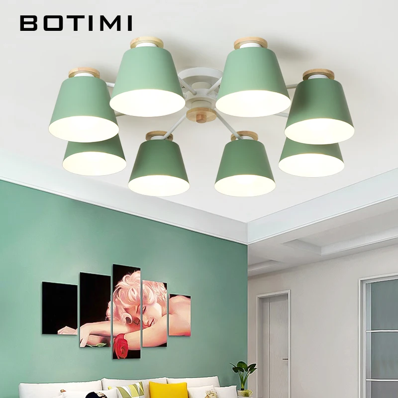 BOTIMI красочный люстра светильник ing для гостиной светодиодный деревянный подвесной светильник Современные Люстры для спальни и кухни