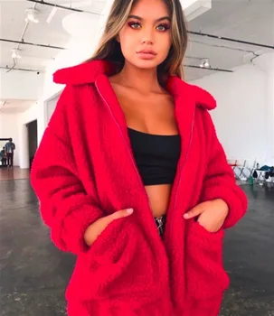 

2019 autumn and winter fashion zipper plush comfortable top jackets for women