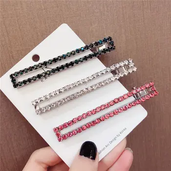 

1pcs Women Girls Korean Fashion Alloy Crystal Hairpins Barrettes Hollow Rectangle Hair Clips Hair Styling Tools New