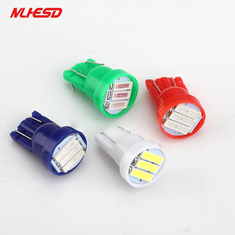 100X T10 3 SMD 7014 LED 3SMD 7020 1 Вт белый синий красный зеленый желтый W5W клиновидная лампа