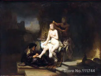 

paintings by Rembrandt van Rijn Bathsheba at Her Bath Canvas art High quality Hand painted