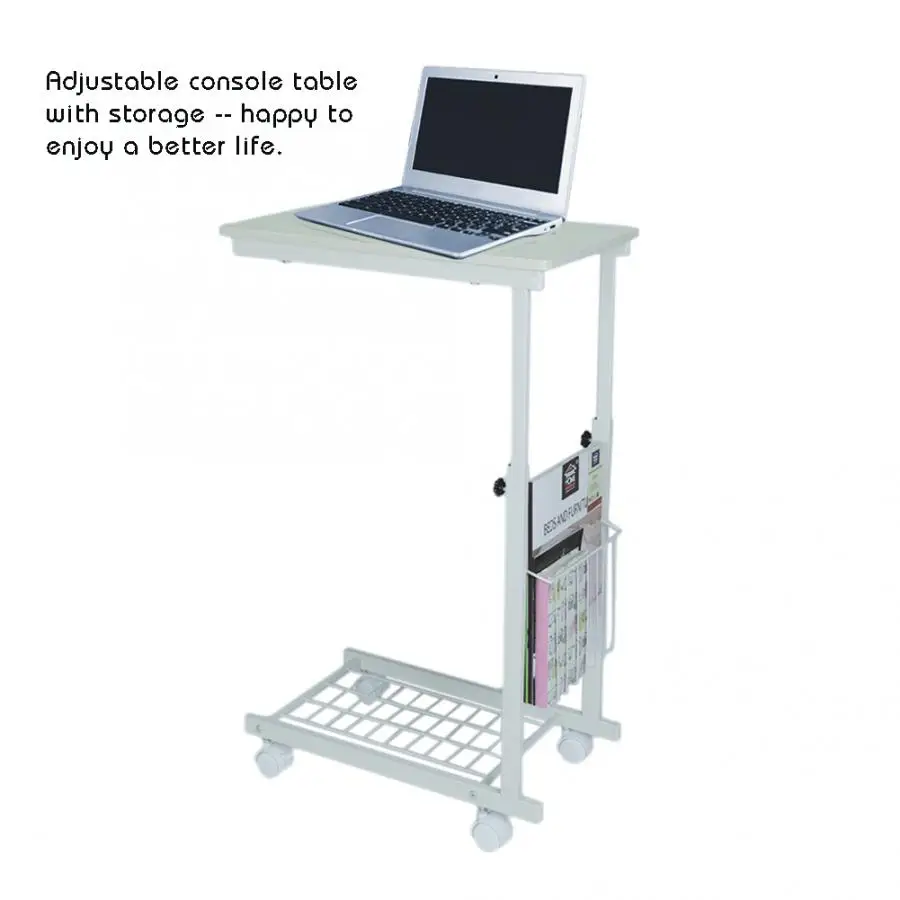 

Height Adjustable Desk with Detachable Wheels Sofa Side Table For Small Spaces Laptop Table