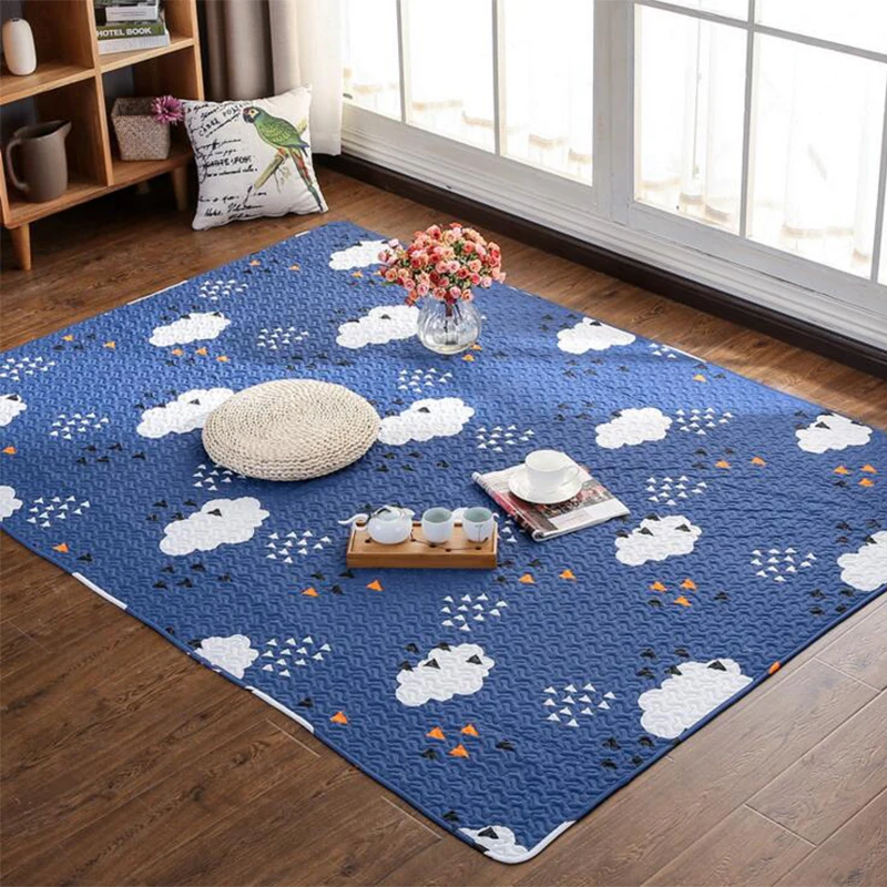 

Winter Soft Cotton Rug for Bedroom Living Room Cartoon Printed Floor Mats for Kid Thick Rectangular Carpet Non-slip Home Textile