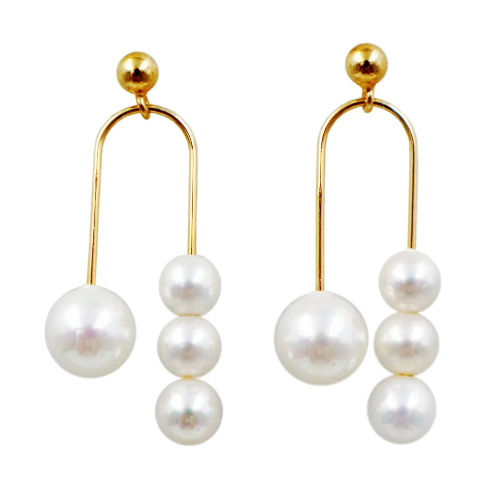 

Lii Ji Seashell Pearl 925 Sterling Silver Gold Color Long Stud Earring
