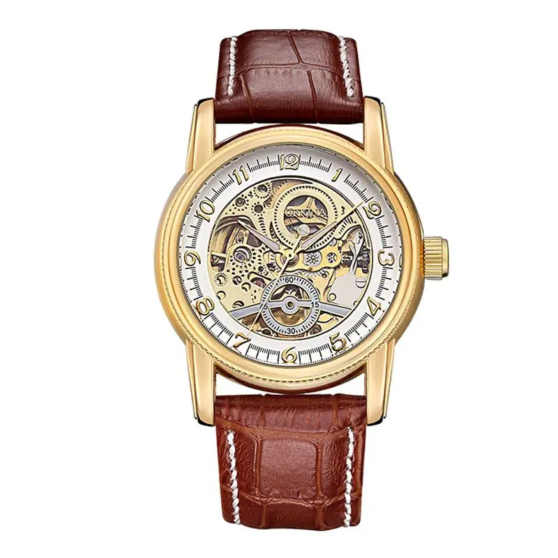 هونغ كونغ العلامة orkina فاخرة موضة الذهب ستانلس ستيل للرجال التلقائية الميكانيكية الهيكل العظمي ساعات عادية relogio masculino هونغ كونغ العلامة orkina فاخرة موضة الذهب ستانلس ستيل للرجال التلقائية الميكانيكية الهيكل العظمي ساعات عادية relogio masculino