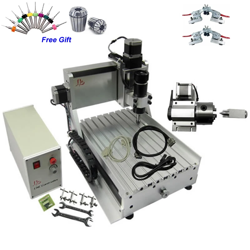 USB / Parallel port Mini CNC Engraving Machine 500W 4 Axis 3020 CNC