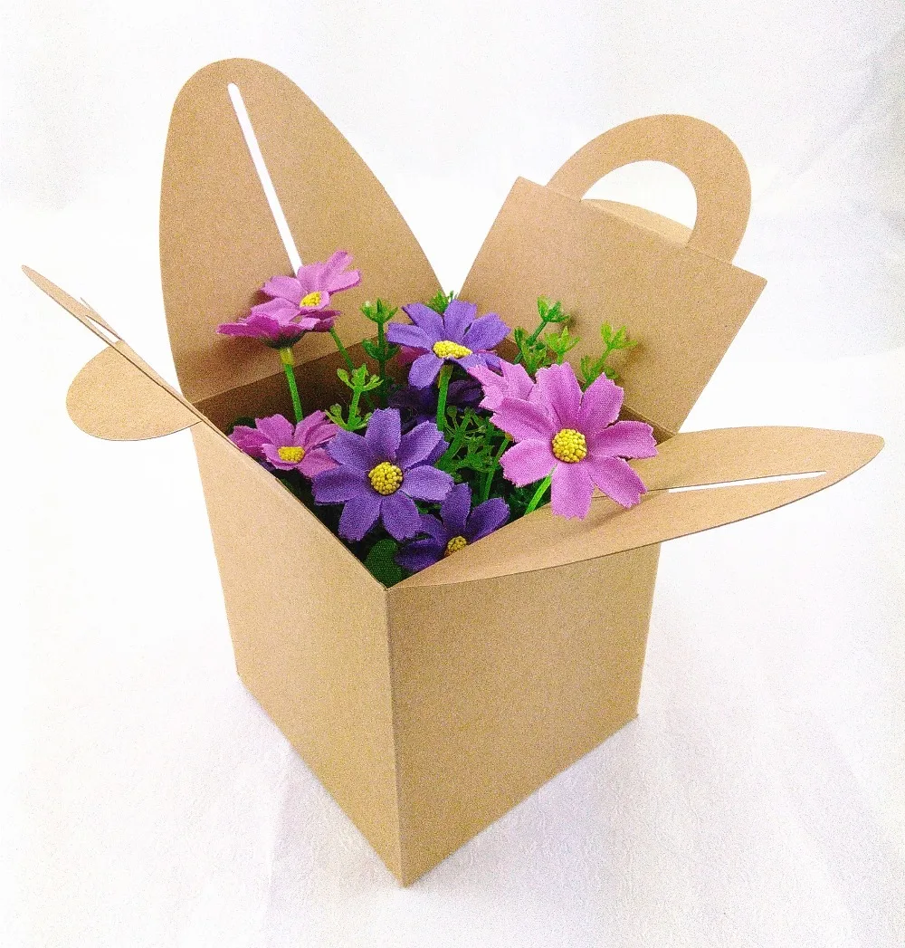 9.5X9.5X11cm Kraft Paper Gift box DIY Handmade Boxes with handle Retail