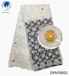 Beautifical африканский кружево ткань S модный стиль Stick бисера для свадьбы вышитая кружевная тюль с камнями DPN580