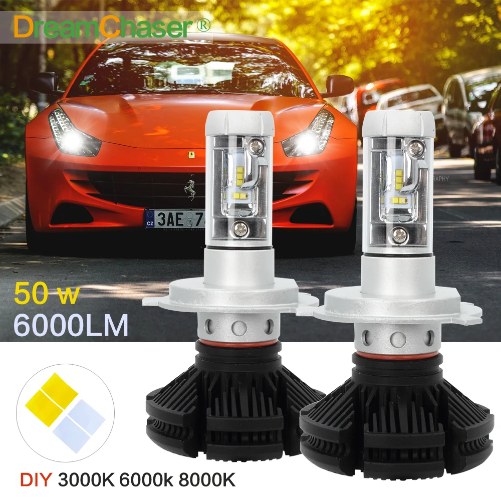 

Dream Chaser CREE CSP Chips Hi-Lo Beam H4 LED Headlight Kits Far & Near Driving Lighting Car Bulbs Head Lamp 3000K 6000K 8000k