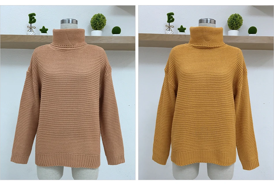 FREE SHIPPING Pullover Women's Jumper Turtleneck Red Sweater Jumper Warm Christmas Sweater thick Winter Cable Knitted Oversized Sweater JKP2321