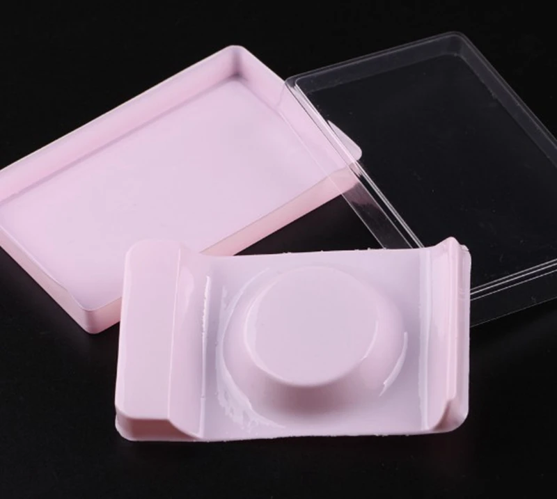 

50pcs Packing box for eyelash round plastic eyelashes package box transparent Lid pink eyelash tray wholesales