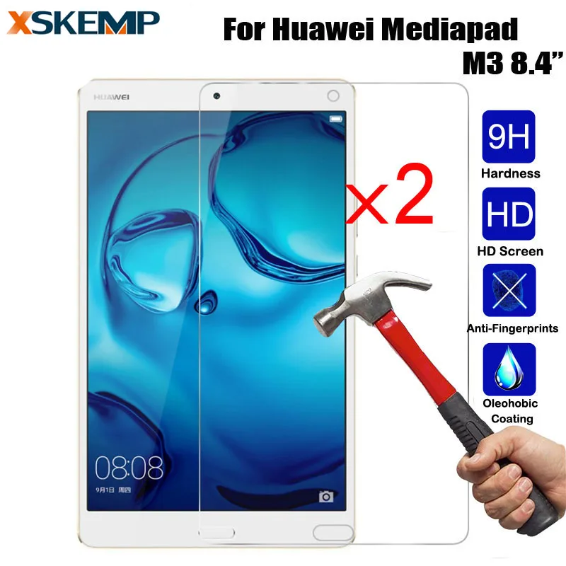 XSKEMP 2 шт./лот анти-осколки прозрачное Настоящее Закаленное стекло для huawei Mediapad M3 8,4 протектор экрана планшета защитная пленка