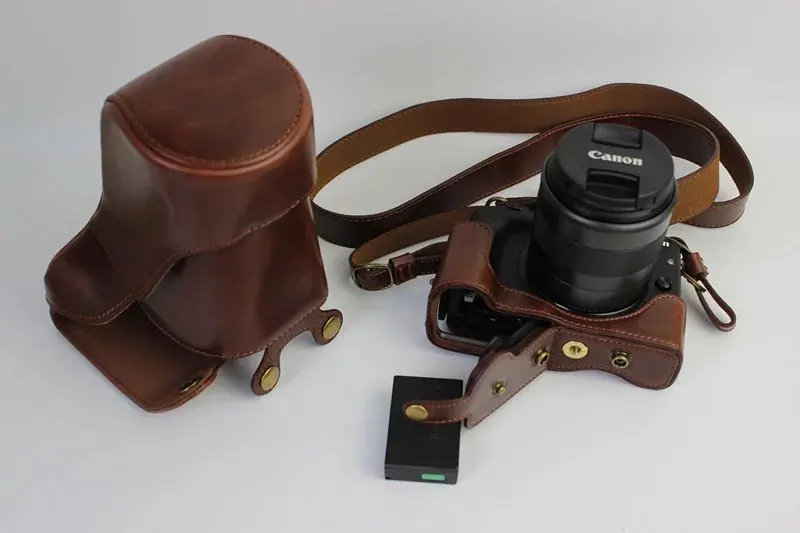 Leather Camera Case Bag For Canon EOS M3 Body Set bottom Cover easy