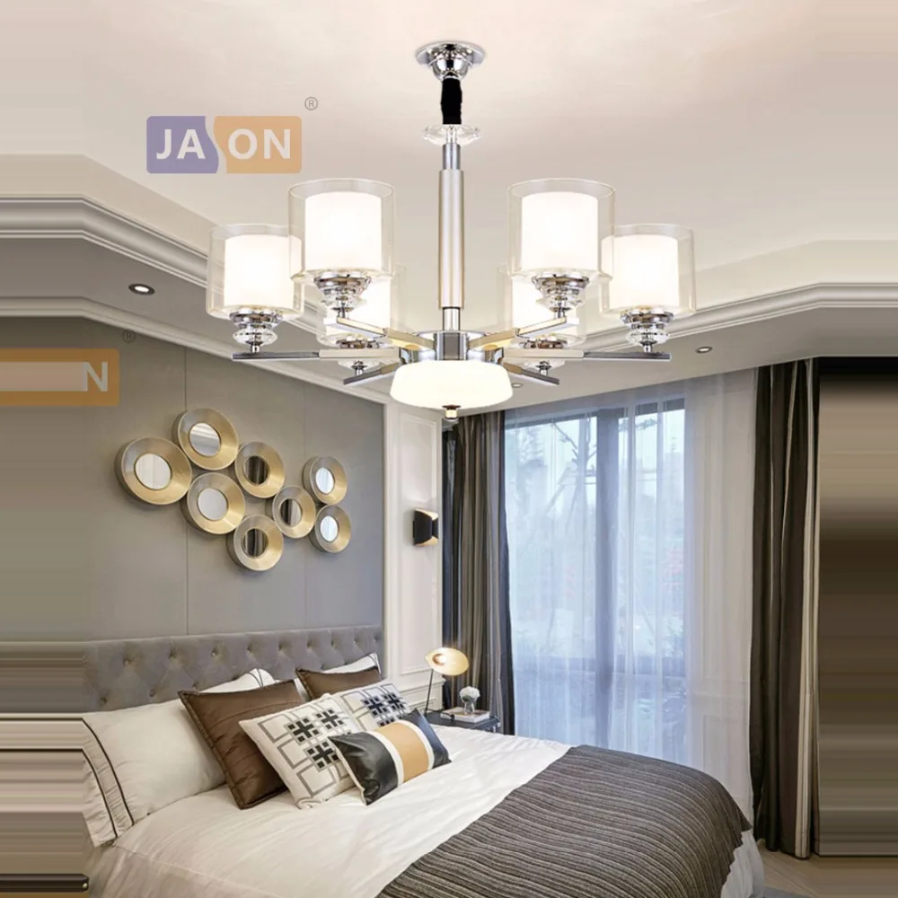 

led e14 Postmodern Iron Crystal Glass Chrome Chandelier Lighting Lustre Suspension Luminaire Lampen For Foyer