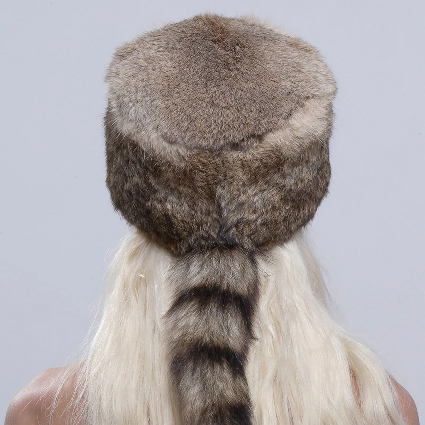 URSFUR Intero Cappello di Pelliccia Reale Del Coniglio Delle Donne Cappelli  Invernali Per Le Ragazze Procione Pelliccia di Volpe Coda Femminile Caldo  Nuovo Stile Cap|russian hat|russian style hatsfur fox hat - AliExpress