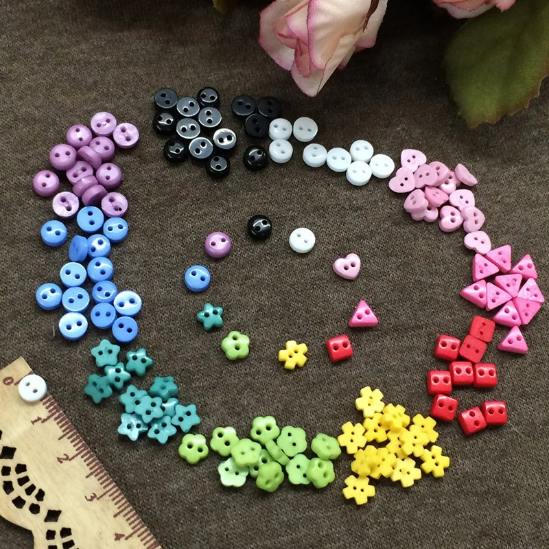 

20pcs/lot flower star assorted shapes candy color mini buttons BJD blyth doll DIY doll clothes accessories 6mm