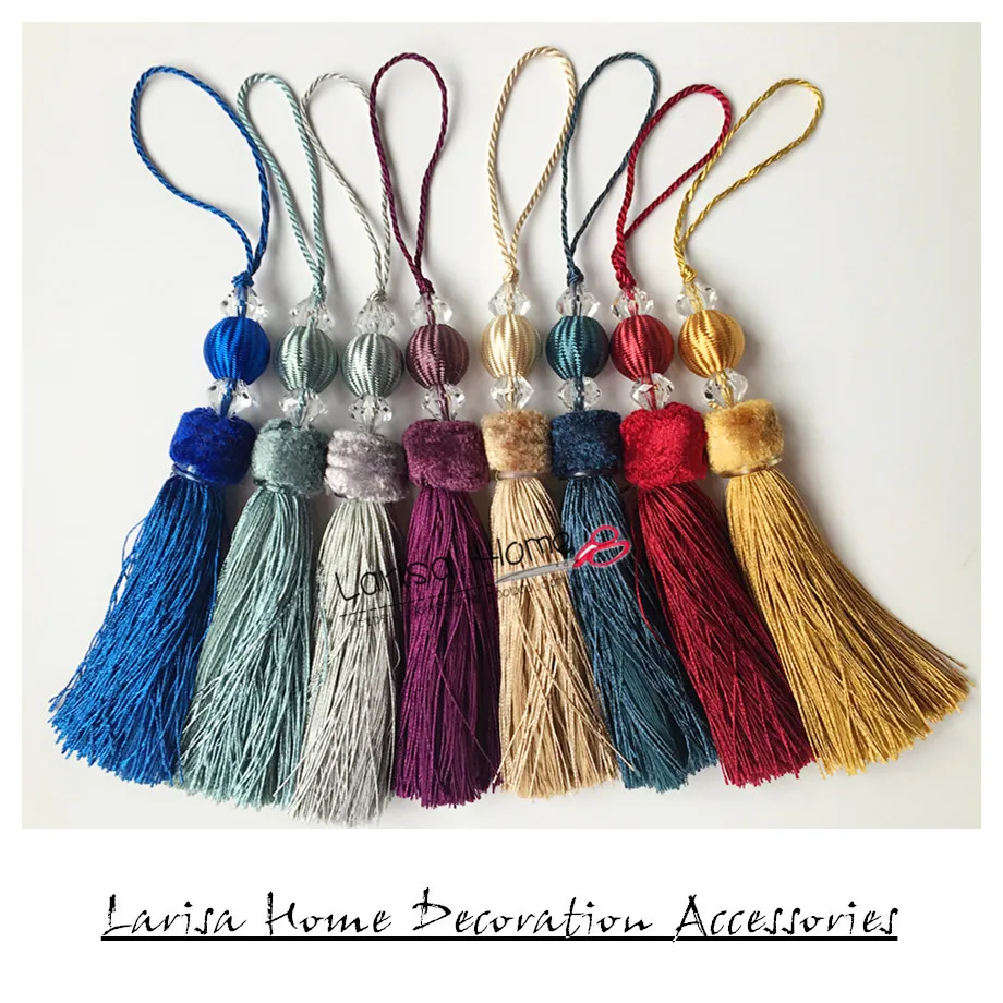 

Beautiful Quality Europe Type Velvet Small Bag Tassels Head Valance Curtain Table Runner Accessories Tassel Drops 23cm Length