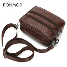 Brand Men s Shoulder Bag Genuine Leather Male Strap Small Casual Flap Crossbody Bags Double Zipper