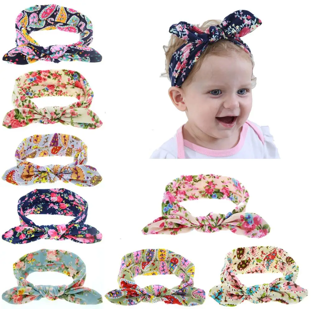 8PCS/Lot Floral Boho Bohemian Flower Print Hairband Headband Bulk for Baby Girl Kids Toddler