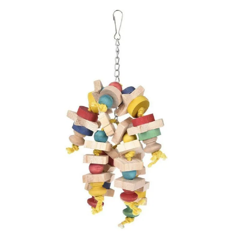 Colorful Parrot Chew Toys Wooden Blocks String Toy Pet Bird Toys Hanging Swing Cage Climbing Ladder Birds Pet Products