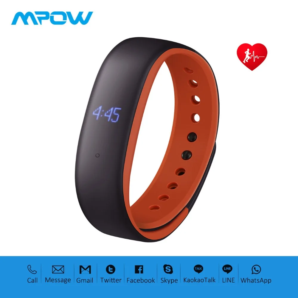 

Mpow Fitness Activity Tracker IP67 Heart Rate Monitor Smartband Sleep Monitor Wristband Call Message Reminder Bracelet For Men