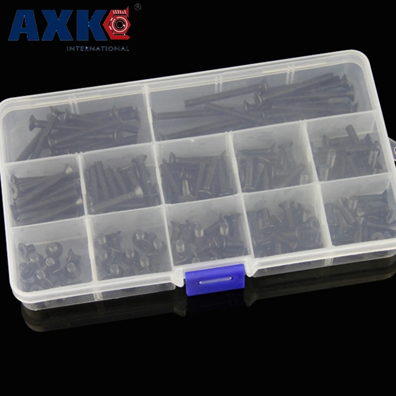 

AXK 260PCS 10.9 flat head Hexagon socket head set Hex head socket head cap bolt M3M4M5M6