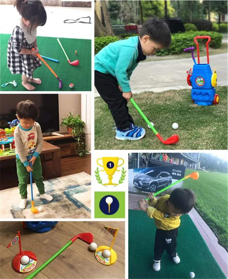 Мини детские клюшки для гольфа набор с колесом сумка окружающей среды ABS ребенка практика игрушка для гольфа мальчиков и девоче