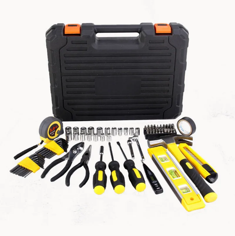 

78Pcs Hand Tool Set For Household Repair Tools Kit with Plastic Toolbox Storage Case Allen Keys Wrench Screwdriver Socket Pliers