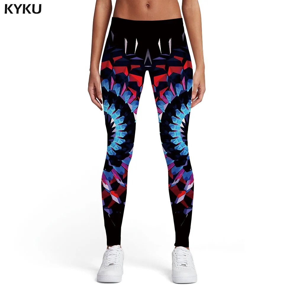 

KYKU Brand Psychedelic Leggings Women Dizziness Sport Galaxy Trousers Black Hole Elastic Abstract Printed pants