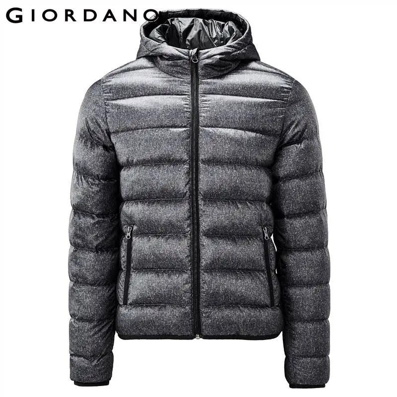 Giordano пуховки с капюшоном из утиного пуха есть три варианта окраса и широкий