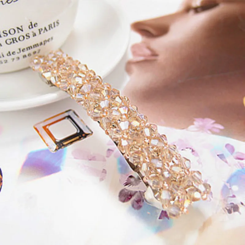 1Pcs Bling Crystal Hairpins Head wear for Women Girls Rhinestone Hair Clips Pins Barrette Styling Tools Accessories