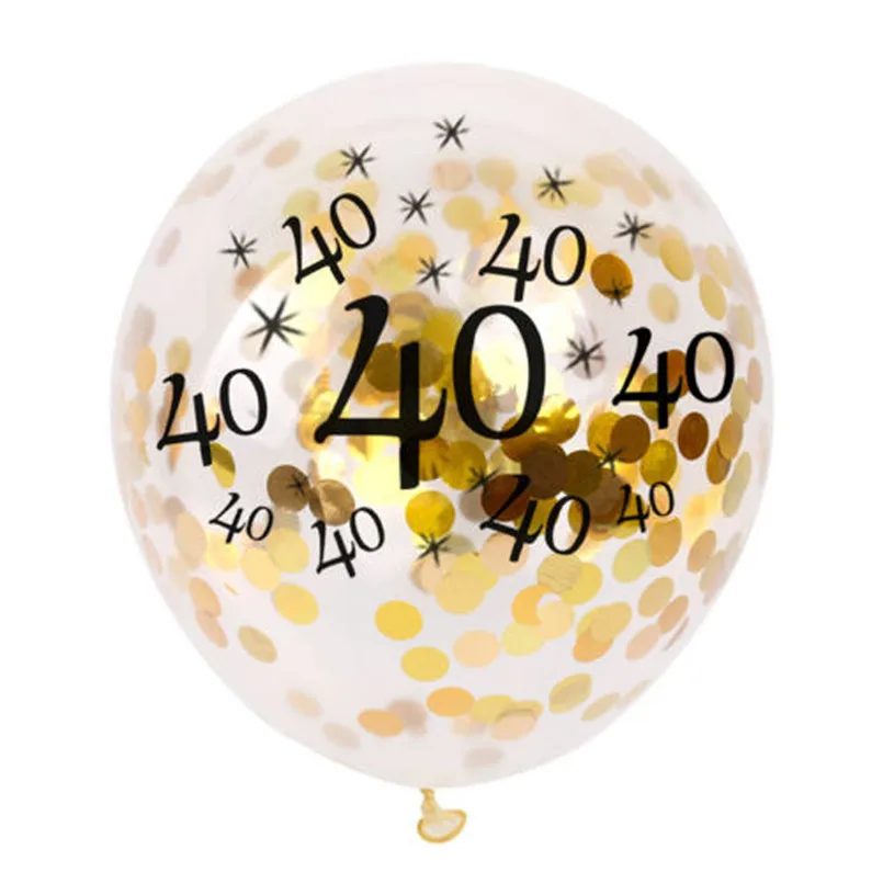 

5Pcs balony birthday party decorations adult 30 40 50th Happy Birthday Age Confetti Filled Balloons Wedding Party Decor 40MA25