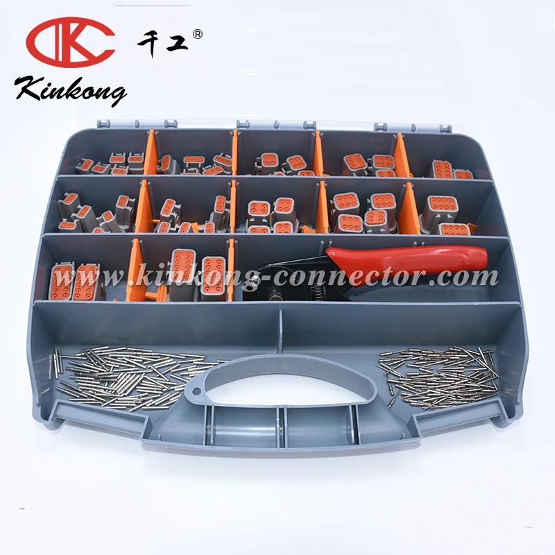 Kinkong 338 шт. серый Deutsch DTM серии автомобильный комплект коннекторов с закрытым бочком щипцы+ 20 AWG Твердые контакты+ удаление
