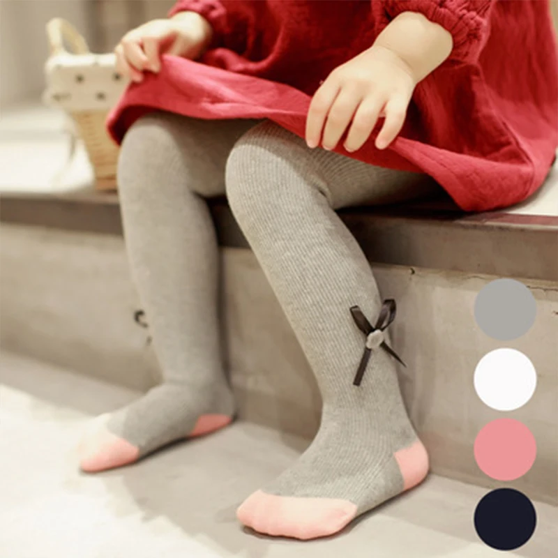 New Butterfly Knot Newborns Tights for Girls 100 Cotton Solid Color