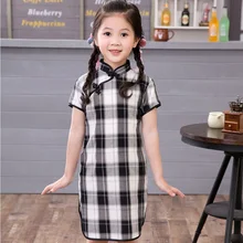 Plaid Girl Dress Cheongsam New Year Gift Children Clothes Kids Dresses Girls clothing Wedding Princess Dress the child in the girls winter coat hoody three piece suit children children s clothing girl s clothes new year dress baby kids