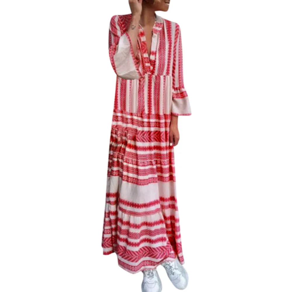 2019 summer woman printed long-sleeved beach dress long sexy sunscreen beach dress cover up pretty beach dress plus size 40J5 (2)
