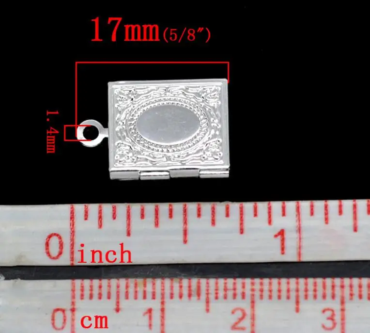 5-20 шт Посеребренная фоторамка прямоугольная установка медальон Подвески Камея Настройки украшение; кабошон основание 17x12 мм открывающийся