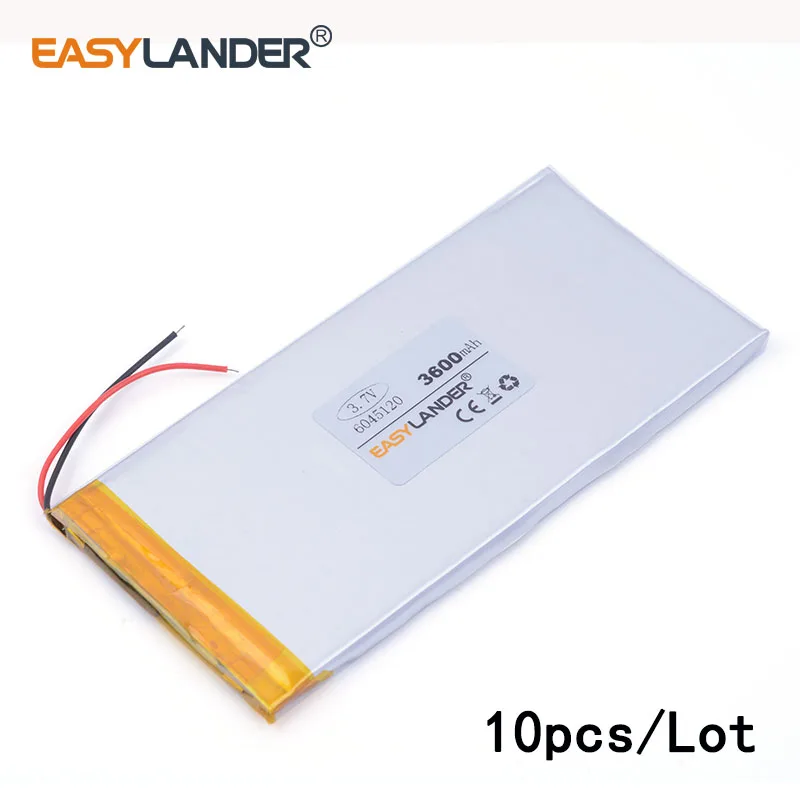 

10pcs/Lot 3.7V 3600mAH 6045120 lithium Li ion polymer rechargeable battery for tablet pc battery Power bank e-book 0645120