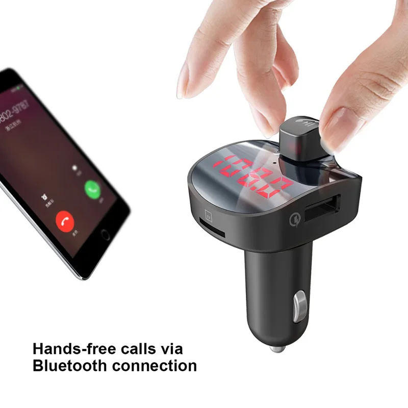 KCAR1012_13_JONSNOW Bluetooth FM Transmitter FM Bluetooth Car FM Modulator Car Lighter MP3 Bluetooth Player QC 3.0 USB Car Charger 5V3.1A