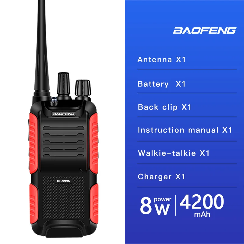 BF-999S Plus 999S Walkie Talkie 2 шт Baofeng 8 Вт/5 Вт 4200 мАч трансивер портативный двухстороннее радио обновление BF-888s - Цвет: 4