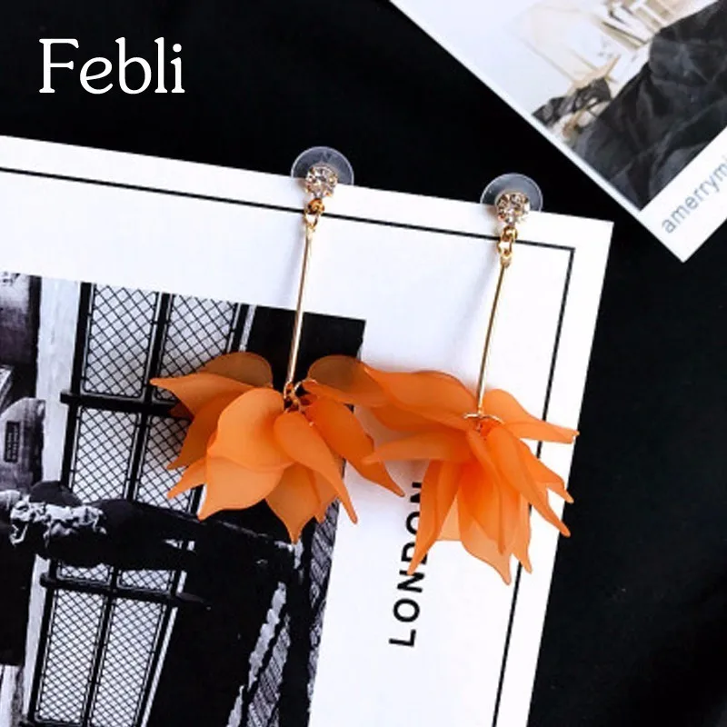 Febli Silver Needle Prevent Allergies Resin Flower Different Candy Color Earrings For Women Engagement | Украшения и аксессуары