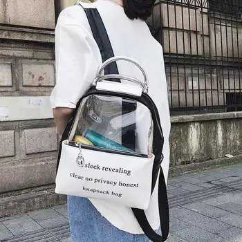 

Hot new transparent ladies backpack transparent PVC teenager girl zipper student school backpack travel bag Mochila Feminina